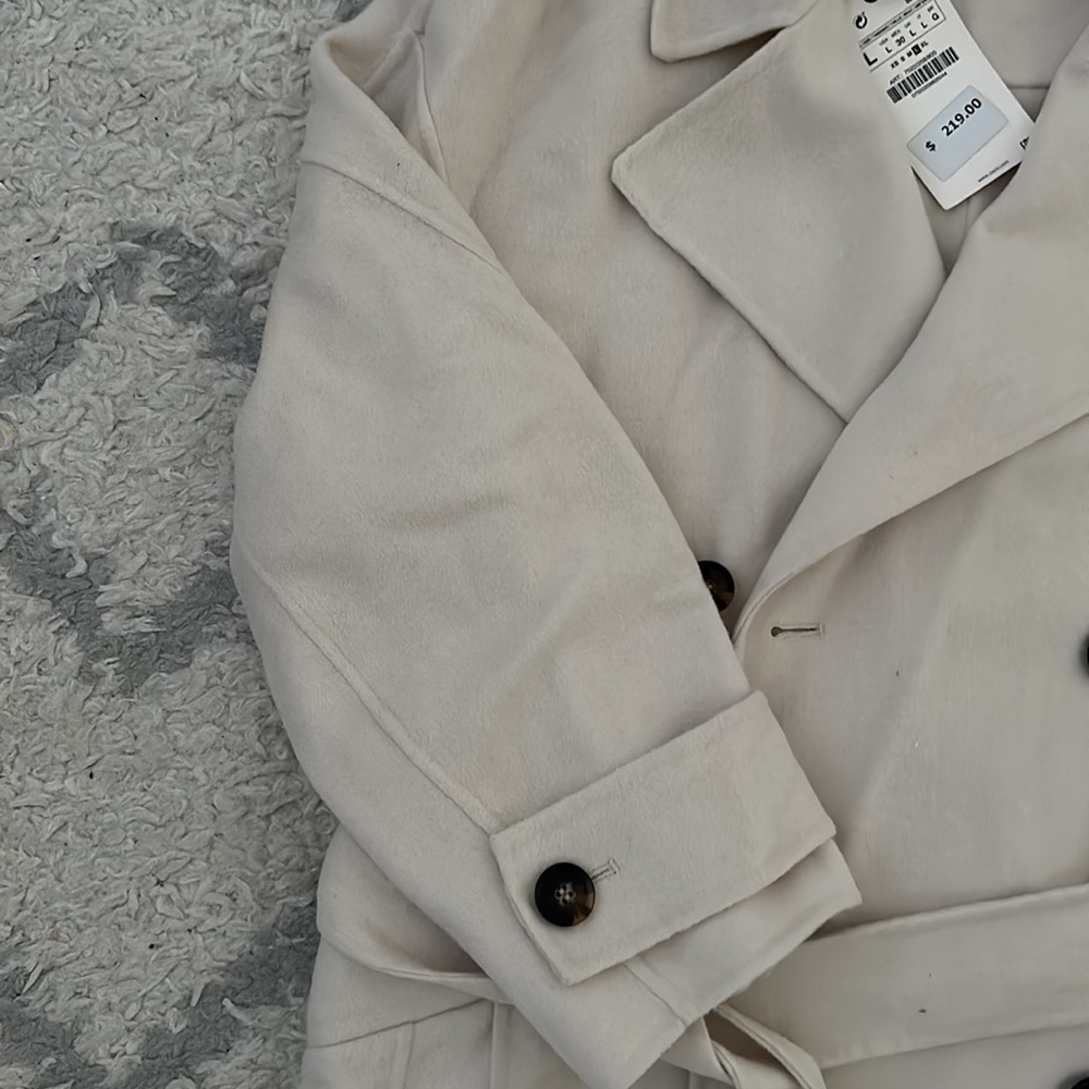 NWT Zara wool blend cream oversized trench style coat. - Picture 5 of 7